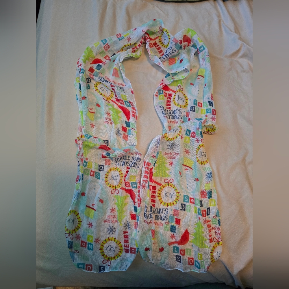 Colorful Christmas Holiday Print Scarf
